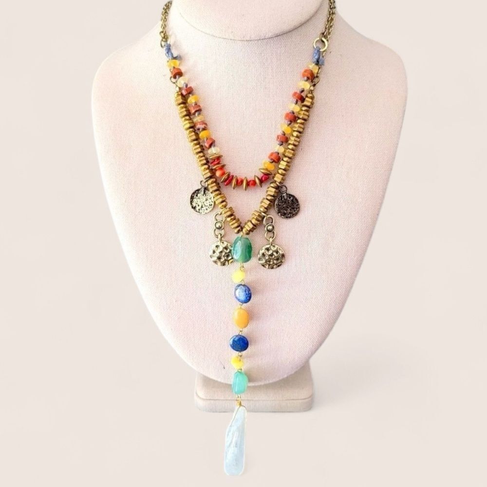 Ariana Ost x Free People Layered Multicolored Necklace NWOT